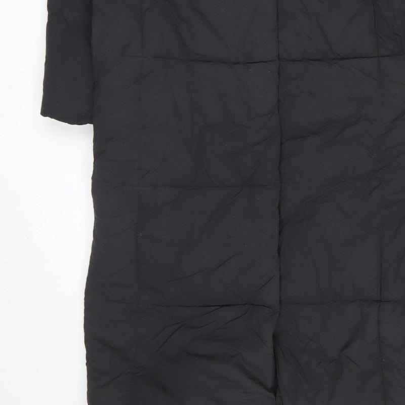 Zara Women Black S Long Quilted Puffer Coat High Neck