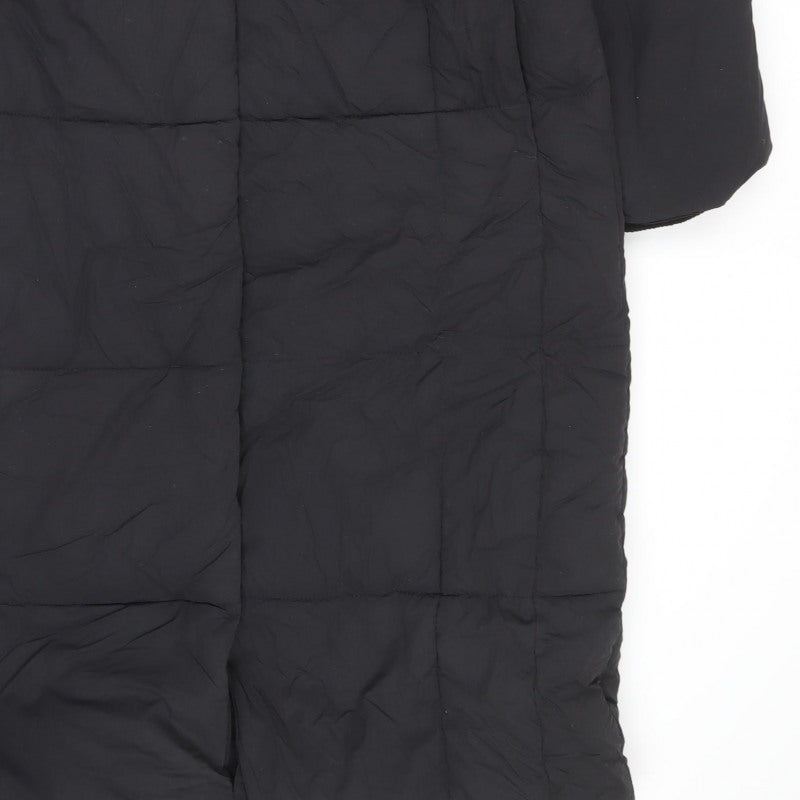 Zara Women Black S Long Quilted Puffer Coat High Neck