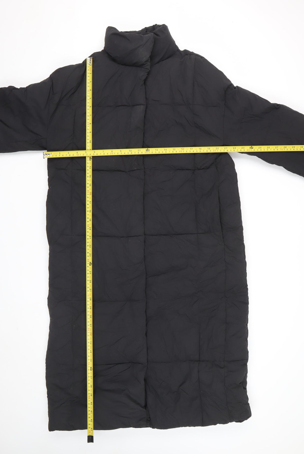 Zara Women Black S Long Quilted Puffer Coat High Neck