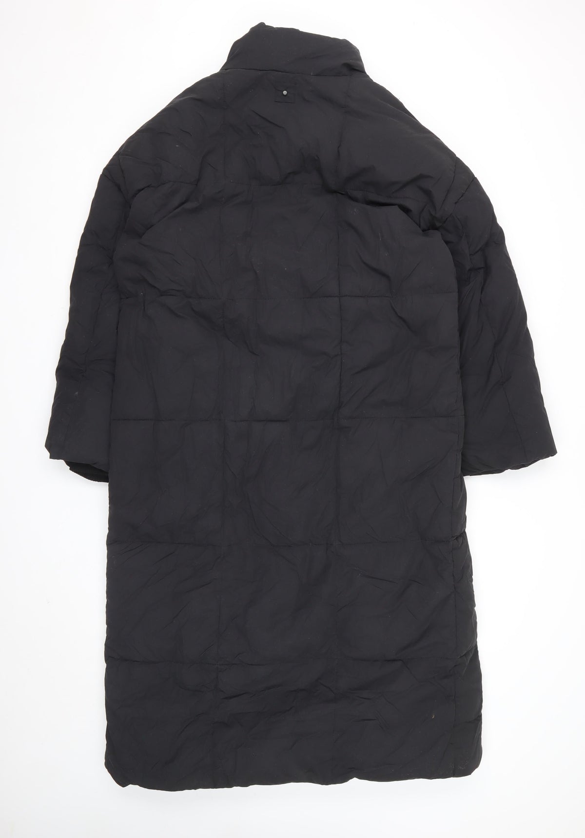 Zara Women Black S Long Quilted Puffer Coat High Neck