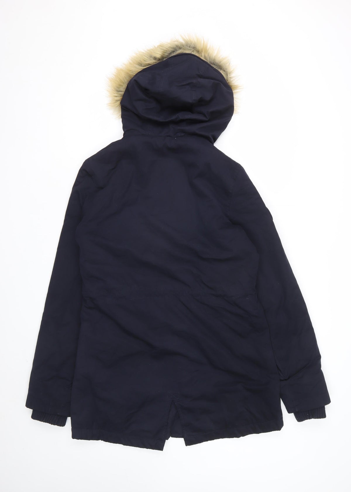 Superdry Women Blue Medium Microfibre Fur Trim Hooded Parka Coat