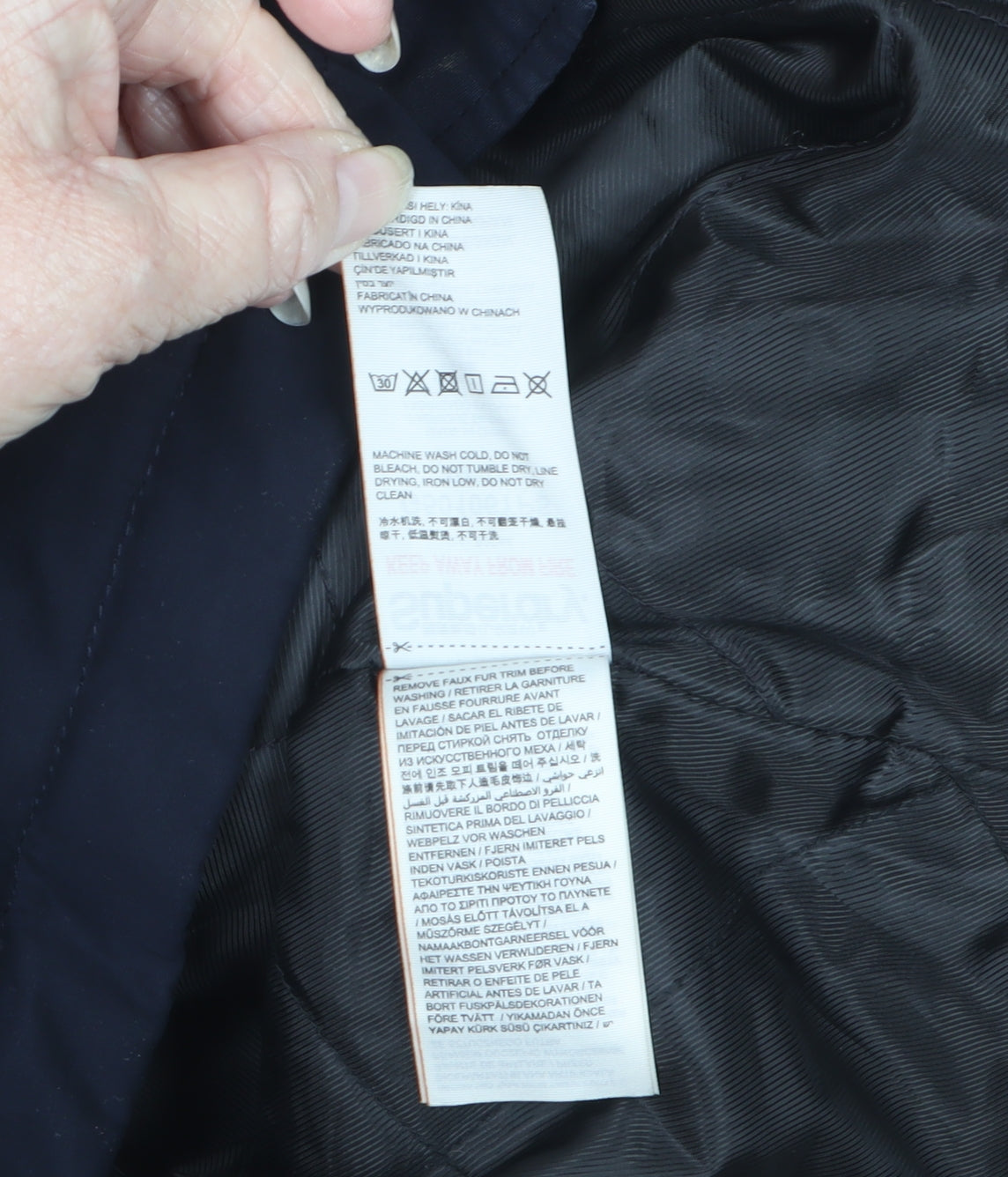 Superdry Women Blue Medium Microfibre Fur Trim Hooded Parka Coat