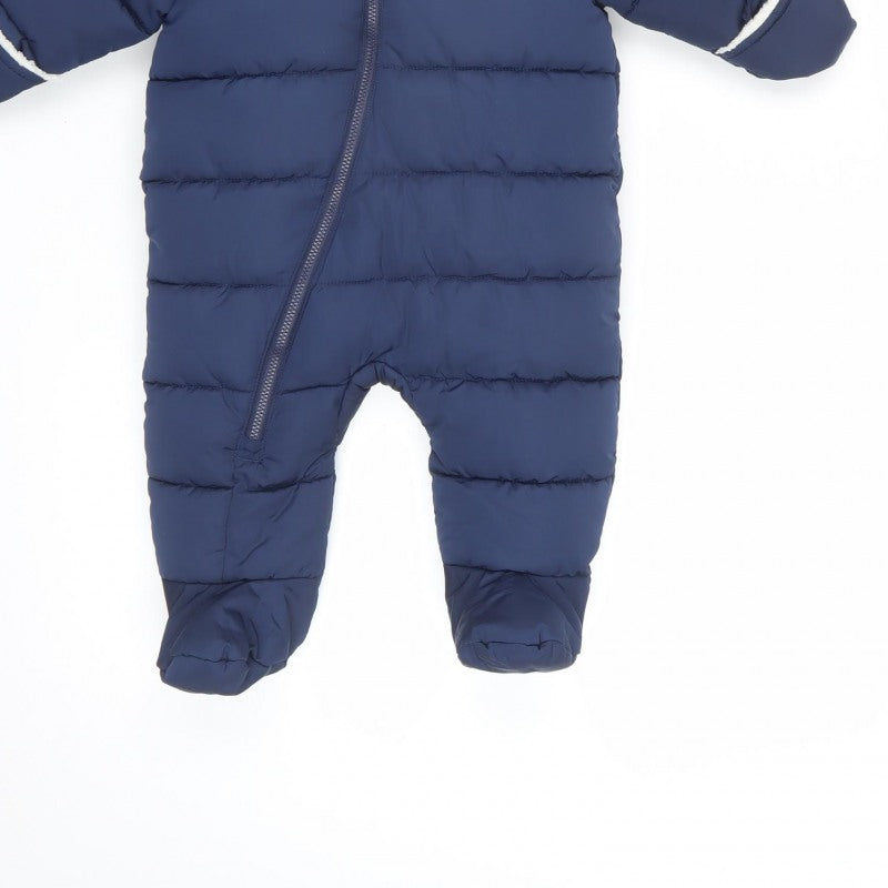 Fred & Flo Unisex Baby Blue 3-6 Months Padded Hooded Snowsuit