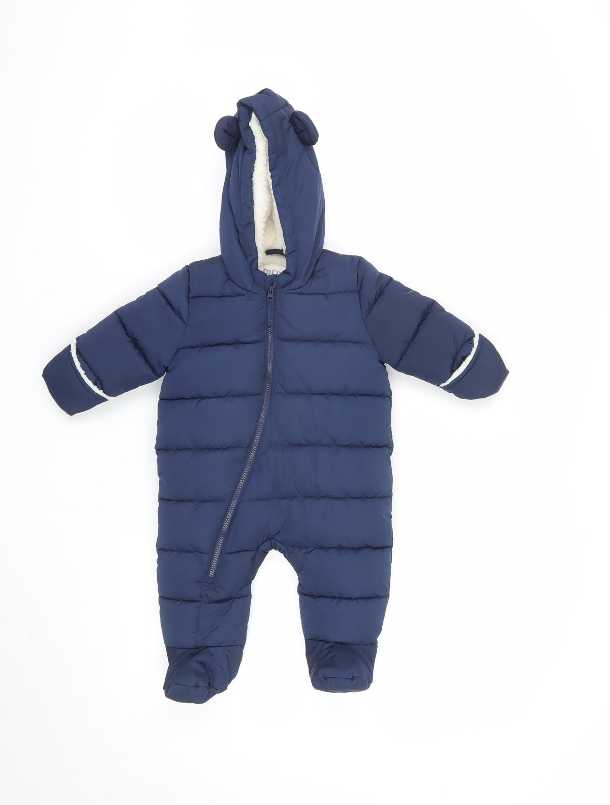 Fred & Flo Unisex Baby Blue 3-6 Months Padded Hooded Snowsuit