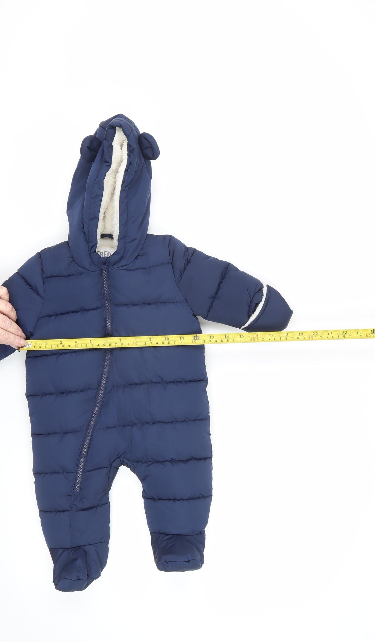 Fred & Flo Unisex Baby Blue 3-6 Months Padded Hooded Snowsuit