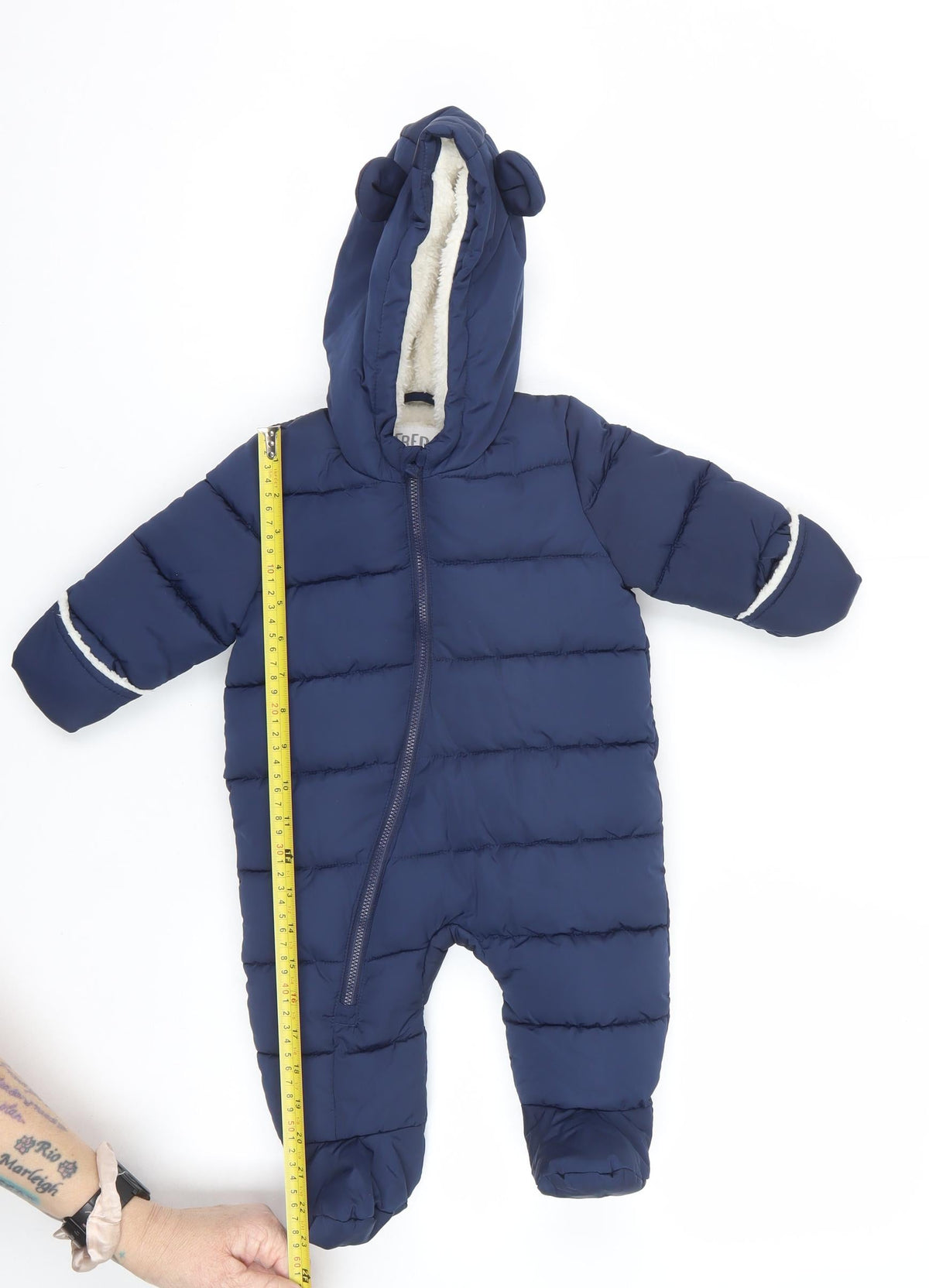 Fred & Flo Unisex Baby Blue 3-6 Months Padded Hooded Snowsuit
