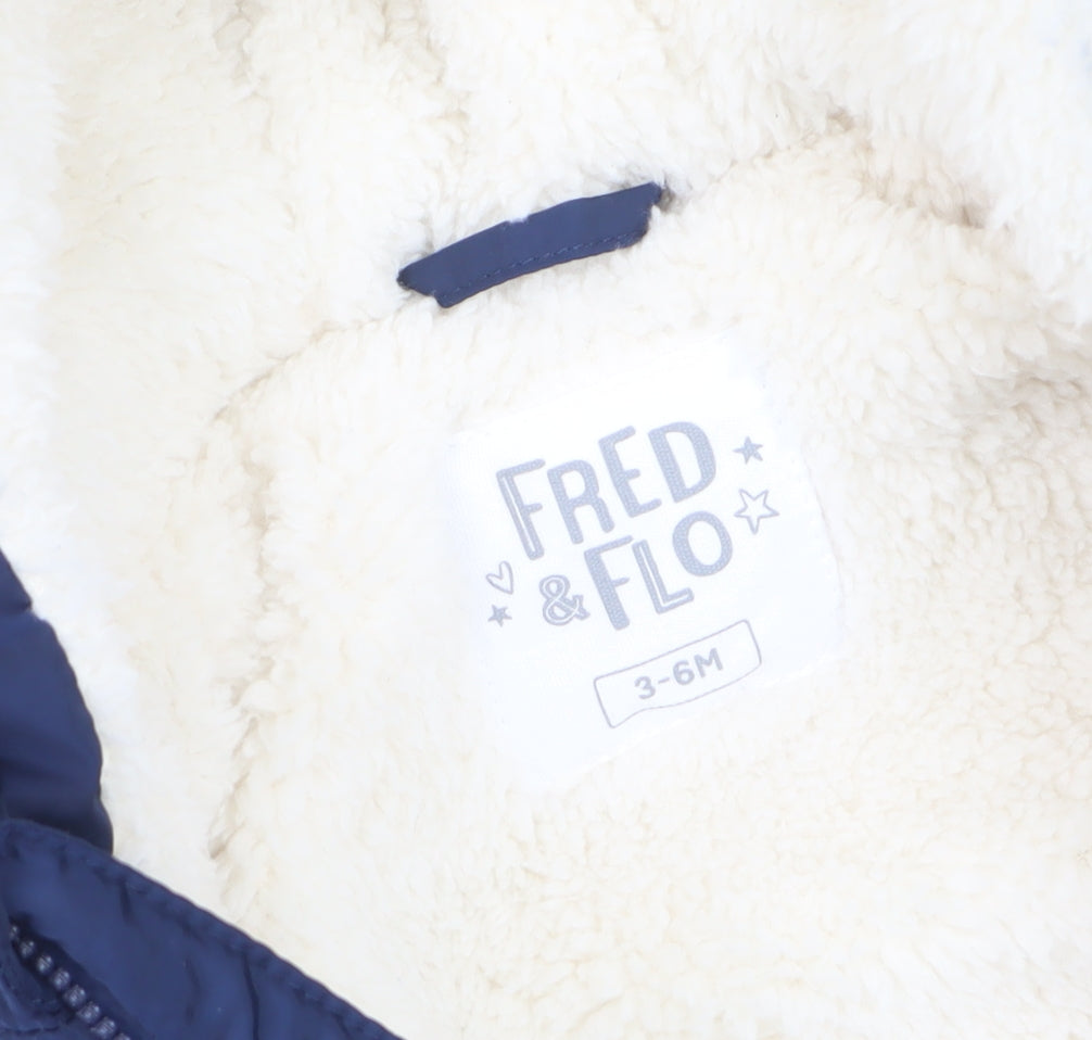 Fred & Flo Unisex Baby Blue 3-6 Months Padded Hooded Snowsuit