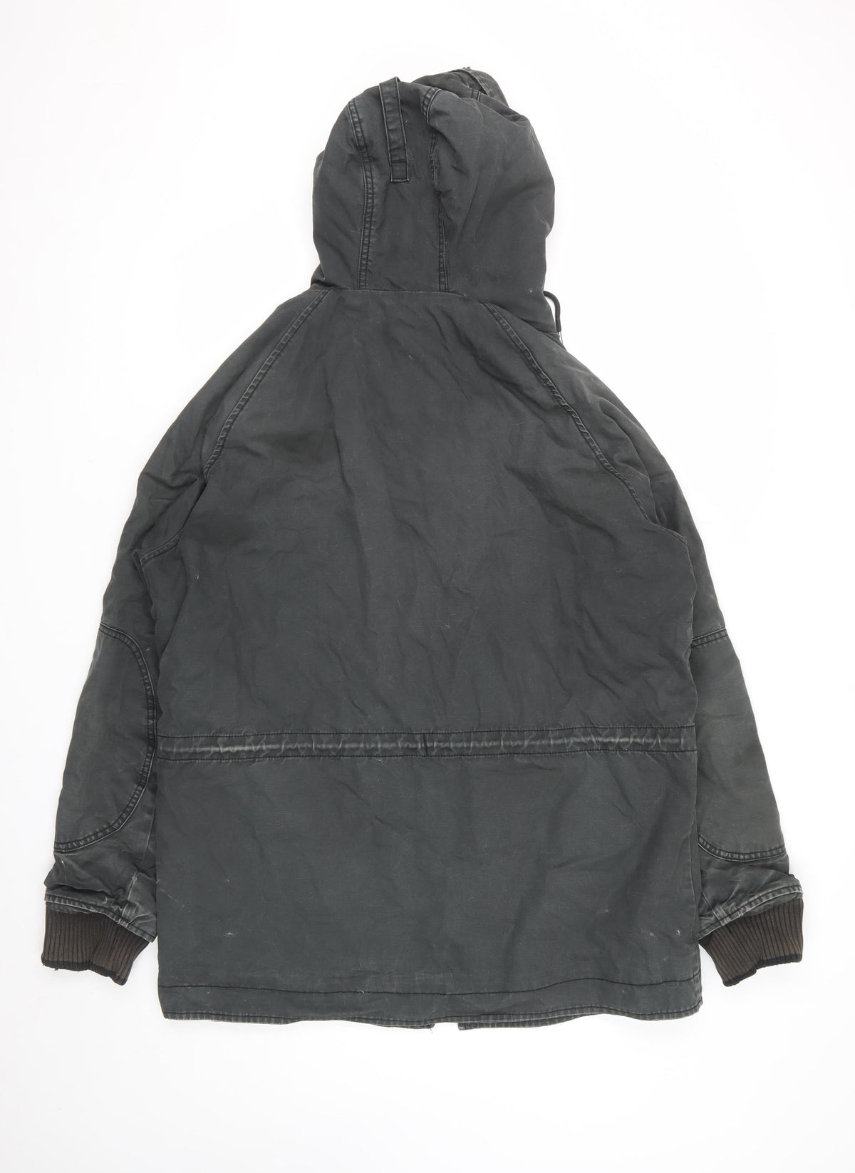 Superdry Mens Black XL Military Parka Hooded Lined Jacket