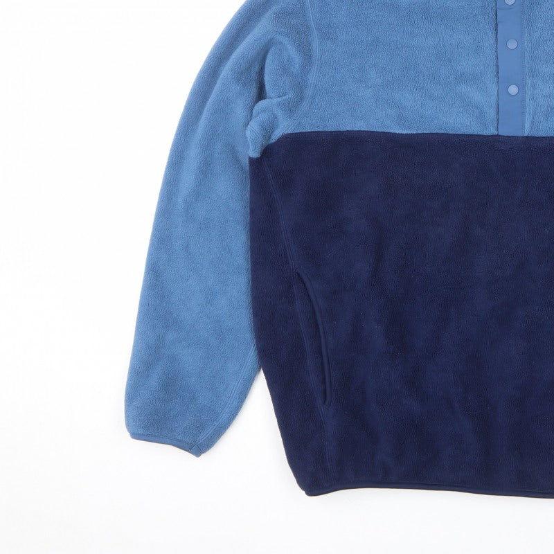 Uniqlo Men’s Blue Navy L Fleece Snap Henley Pullover Pockets