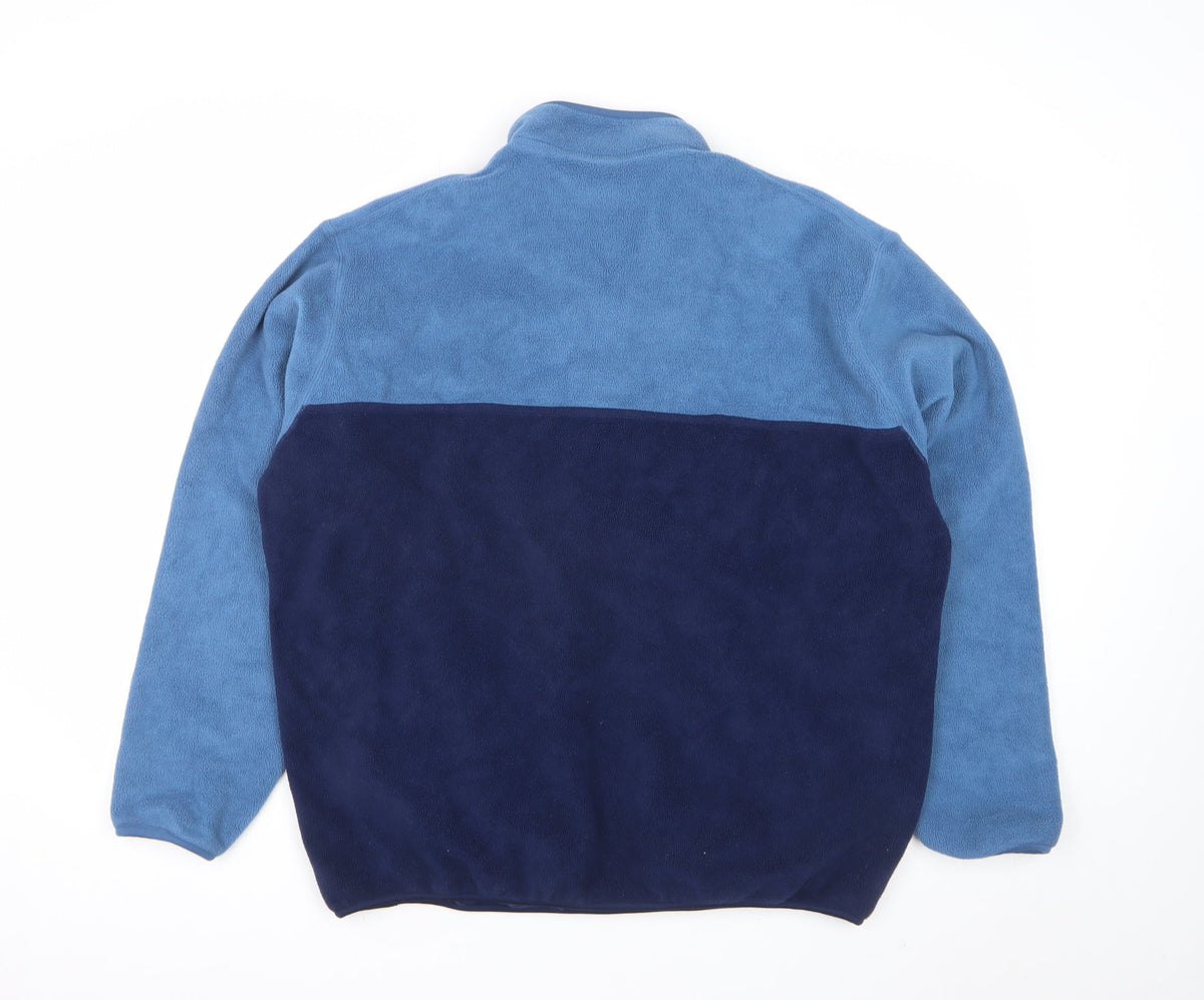 Uniqlo Men’s Blue Navy L Fleece Snap Henley Pullover Pockets