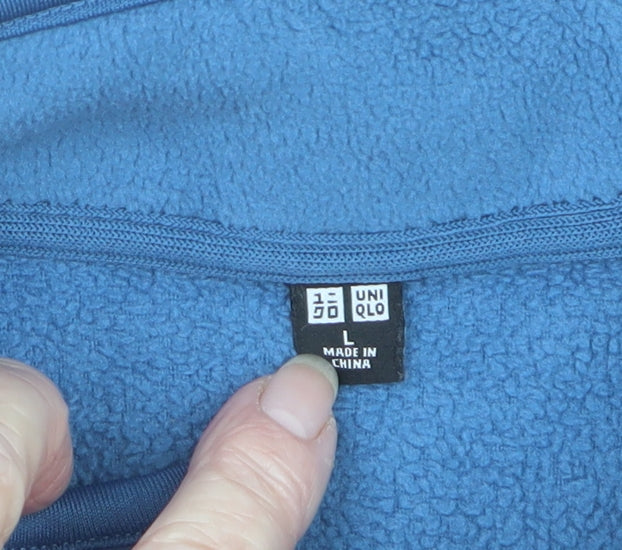 Uniqlo Men’s Blue Navy L Fleece Snap Henley Pullover Pockets
