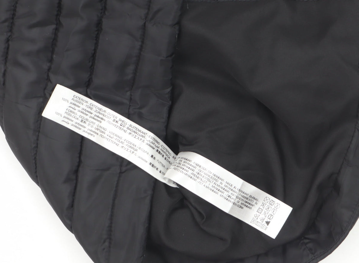 Zara Women Black M Hooded Quilted Puffer Zip Waistcoat