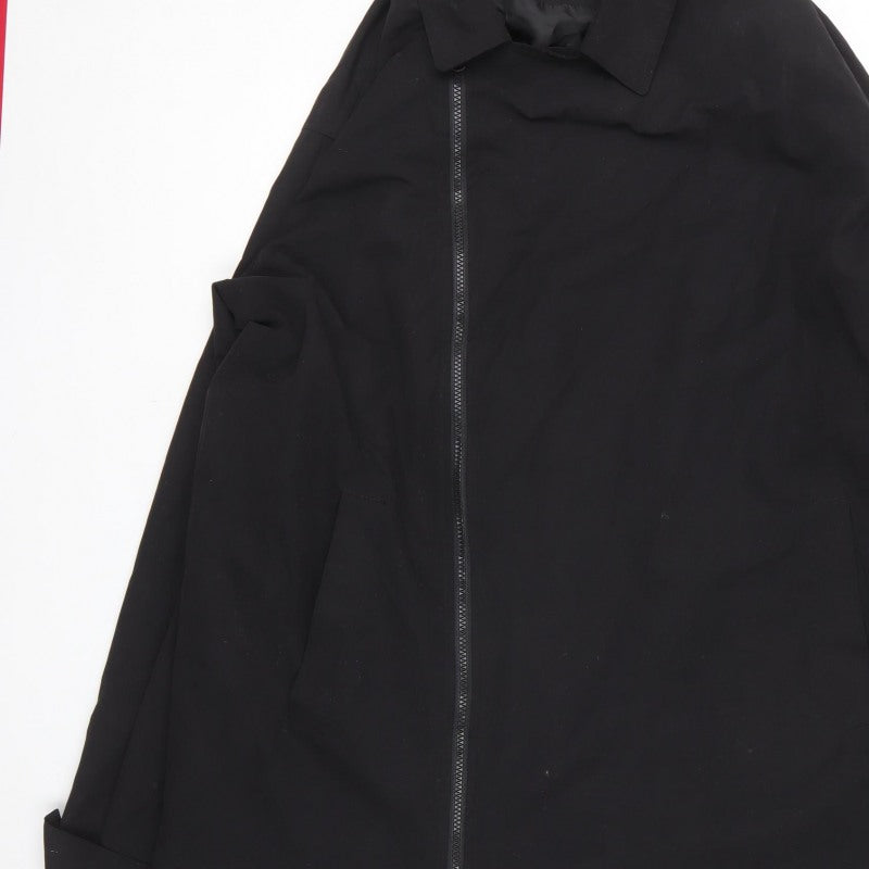 Topman Men’s Black XL Long Zip Overcoat Collared Cotton Blend