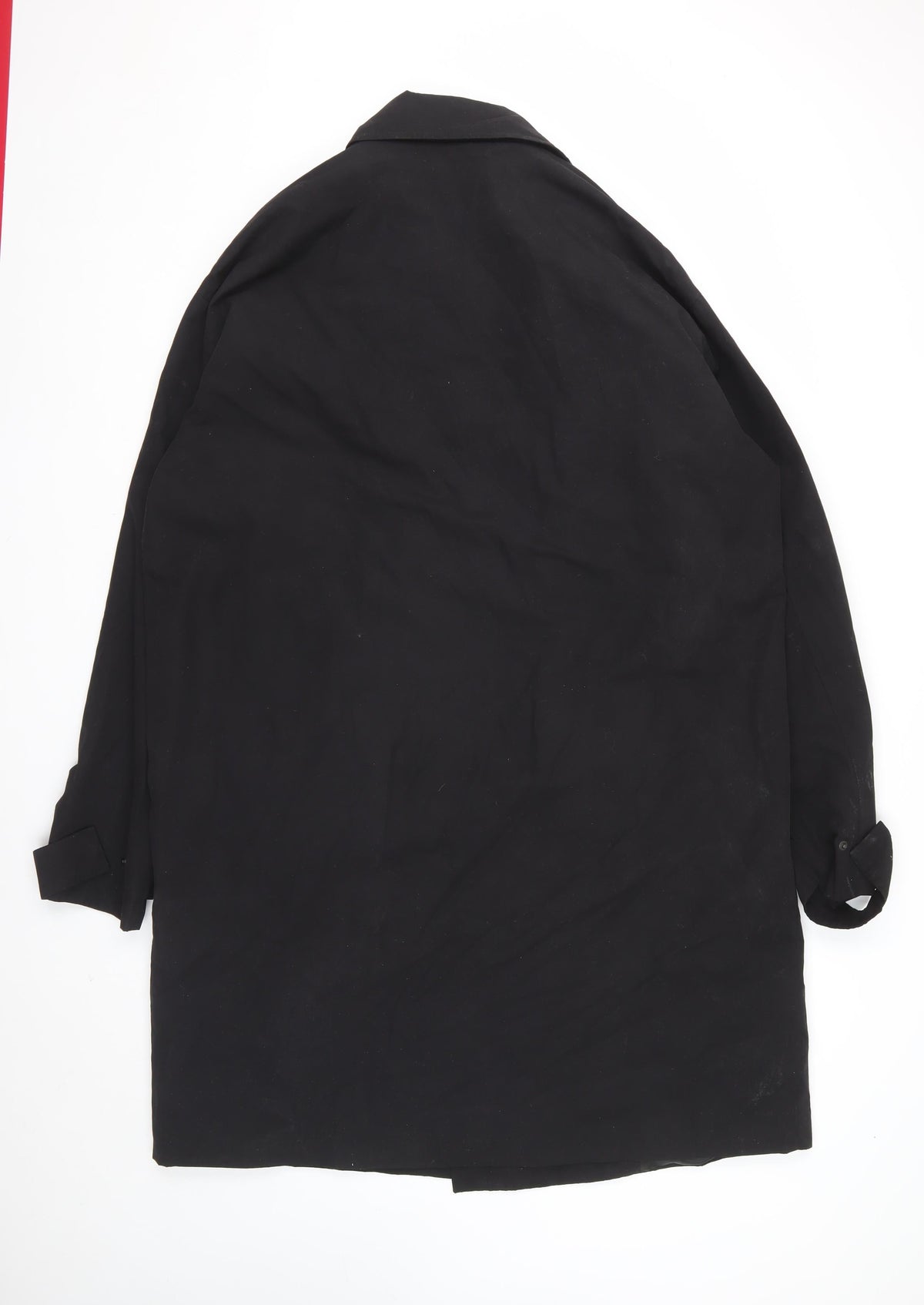 Topman Men’s Black XL Long Zip Overcoat Collared Cotton Blend