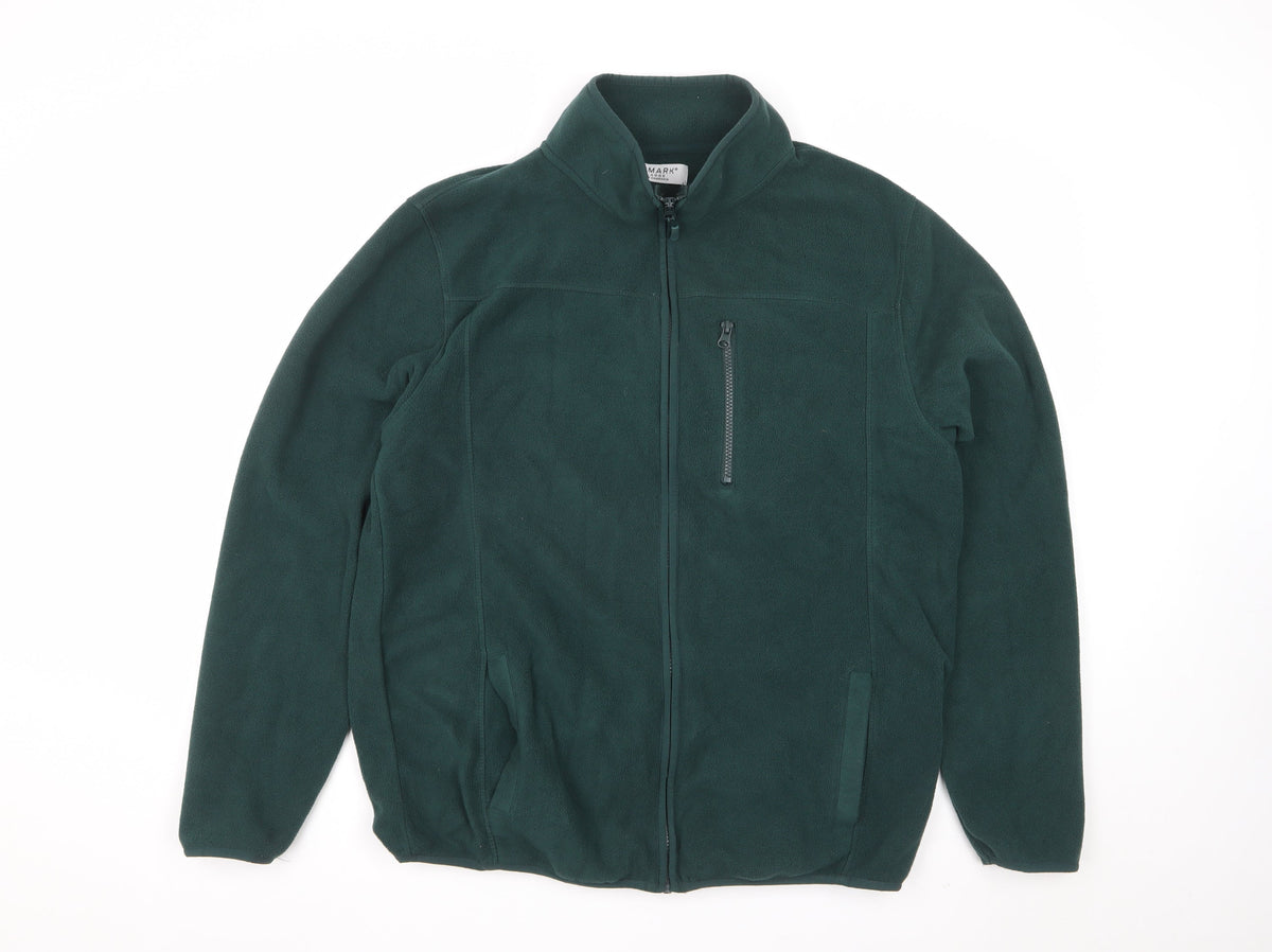 Primark Men’s Green XL Fleece Full Zip Outdoor Jacket Pockets