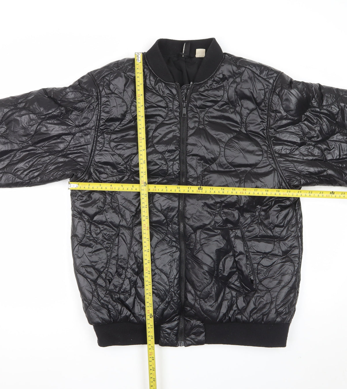 H&M Women’s Black S Quilted Padded Bomber Jacket Full Zip