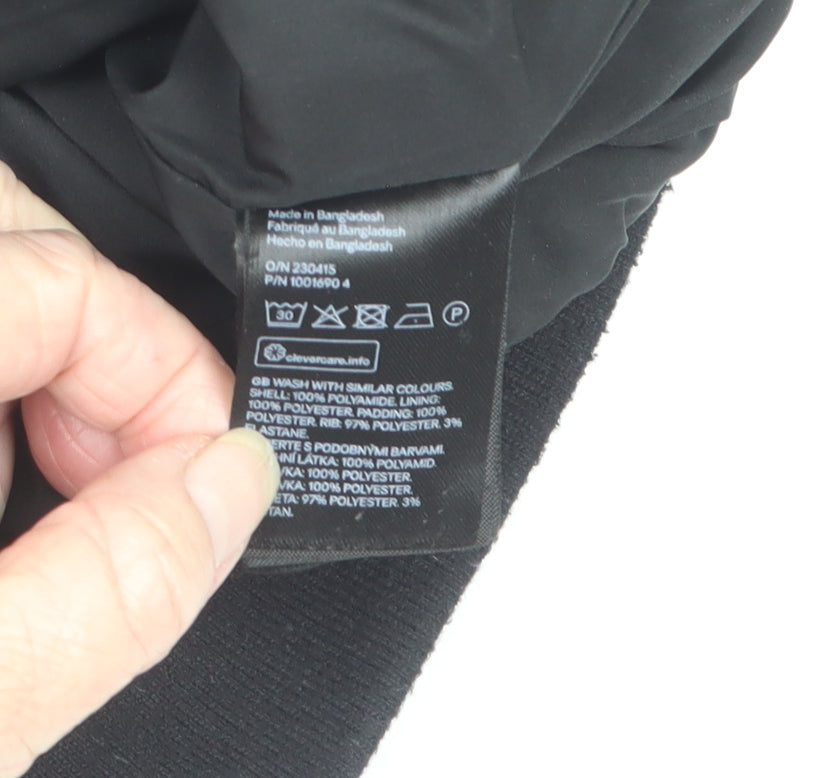 H&M Women’s Black S Quilted Padded Bomber Jacket Full Zip