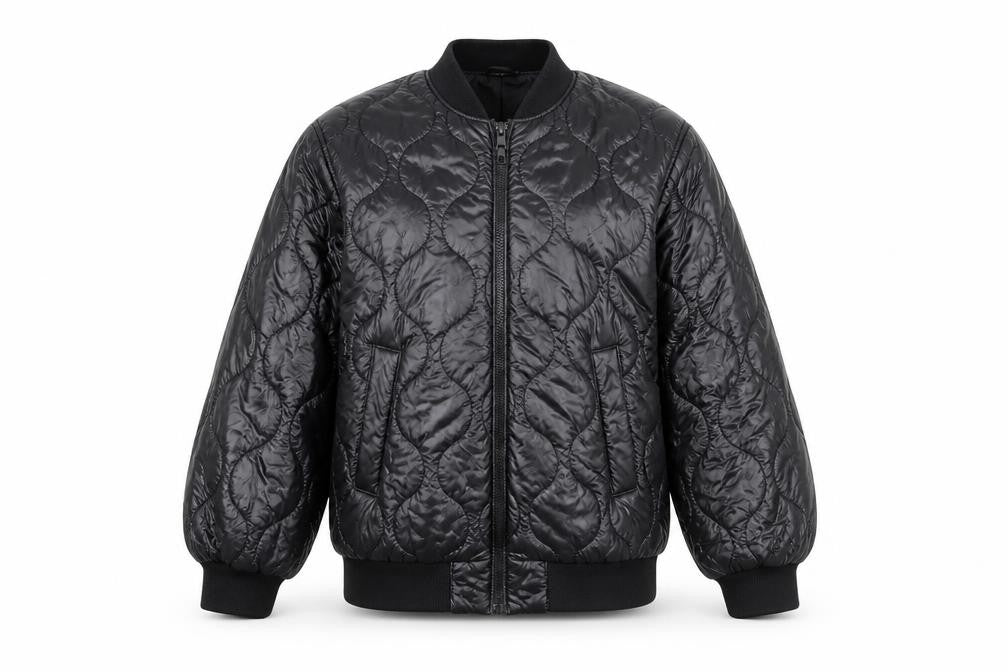 H&M Women’s Black S Quilted Padded Bomber Jacket Full Zip
