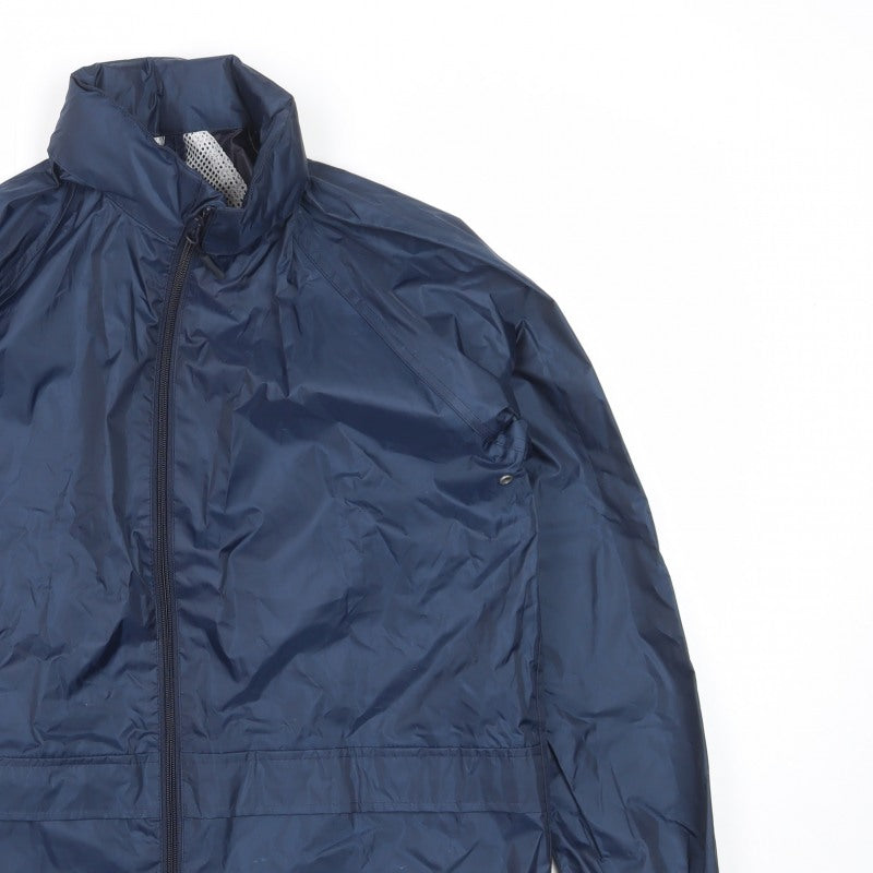 Dry Kids Boys Blue 13-14 Years Rain Jacket Reflective Full Zip