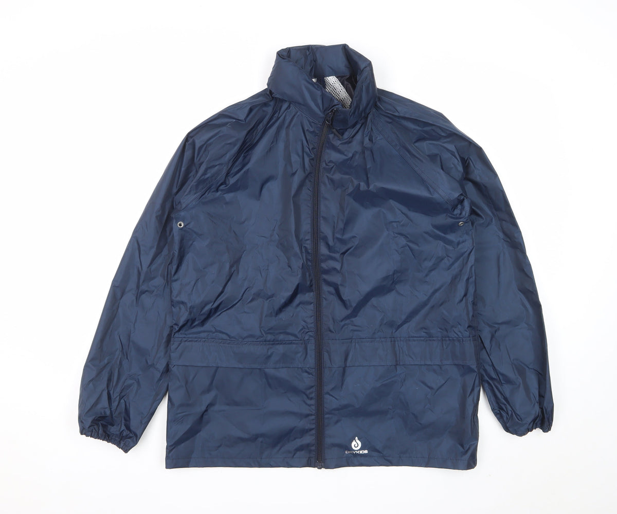 Dry Kids Boys Blue 13-14 Years Rain Jacket Reflective Full Zip