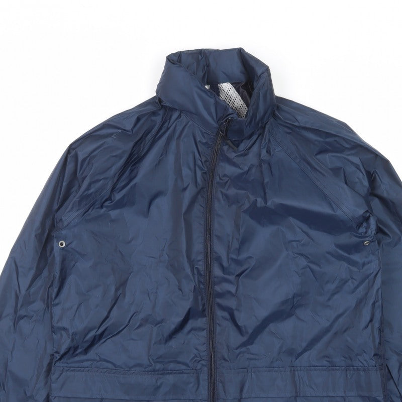 Dry Kids Boys Blue 13-14 Years Rain Jacket Reflective Full Zip