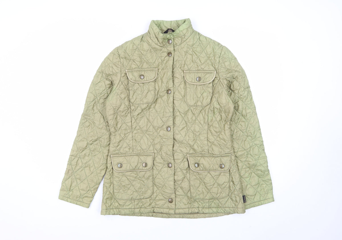Barbour Women’s Green UK 10 Quilted Puffer Jacket Collared