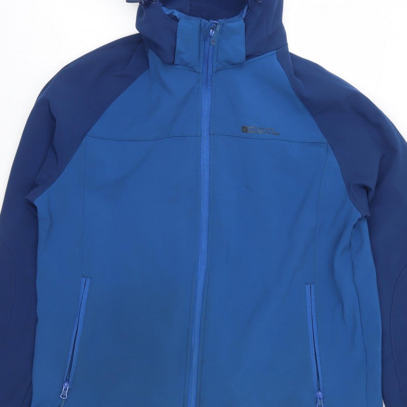 Mountain Warehouse Mens Blue L Exodus Softshell Hooded Outdoor Jacket