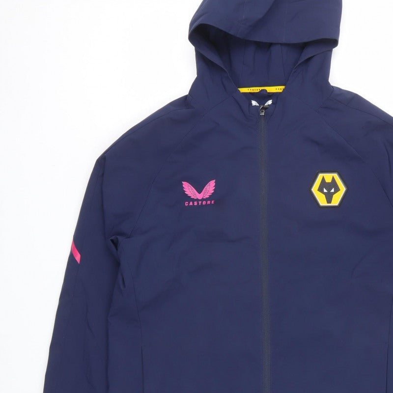 Castore Men's Navy S Wolves Hooded Football Windbreaker Jacket