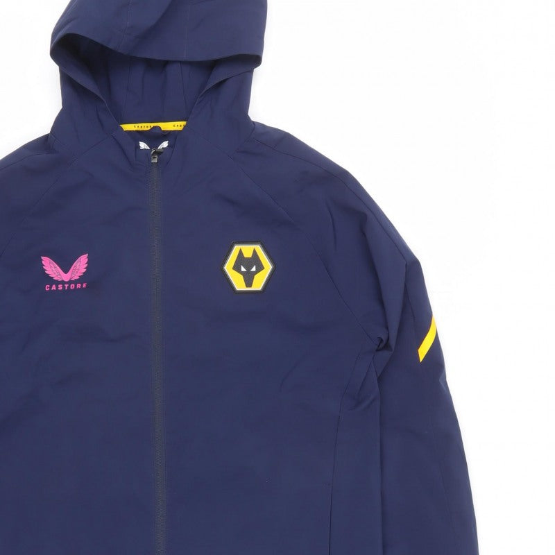 Castore Men's Navy S Wolves Hooded Football Windbreaker Jacket