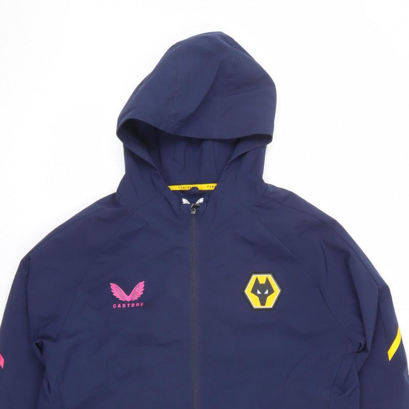Castore Men's Navy S Wolves Hooded Football Windbreaker Jacket
