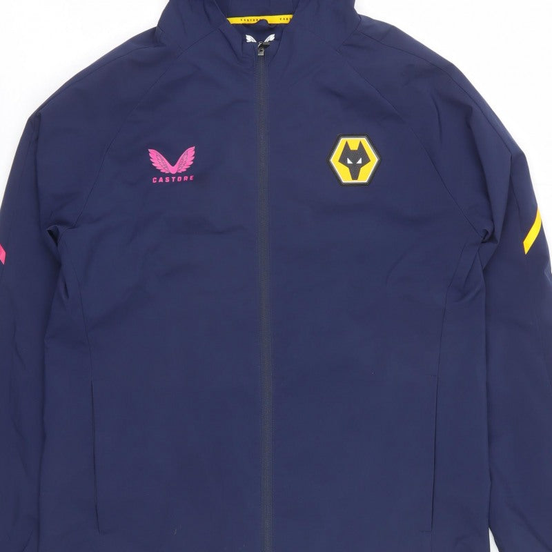 Castore Men's Navy S Wolves Hooded Football Windbreaker Jacket