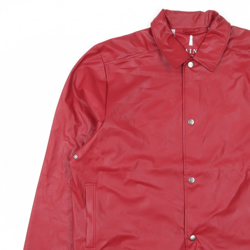 Rains Unisex Red XL Waterproof Rain Jacket Snap Front