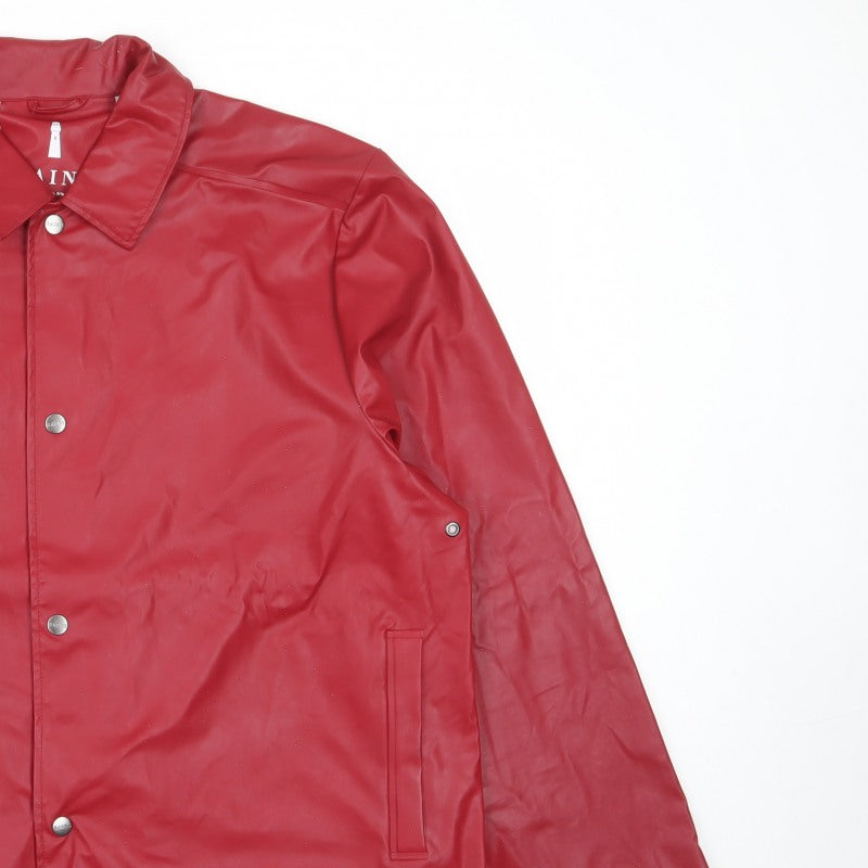 Rains Unisex Red XL Waterproof Rain Jacket Snap Front