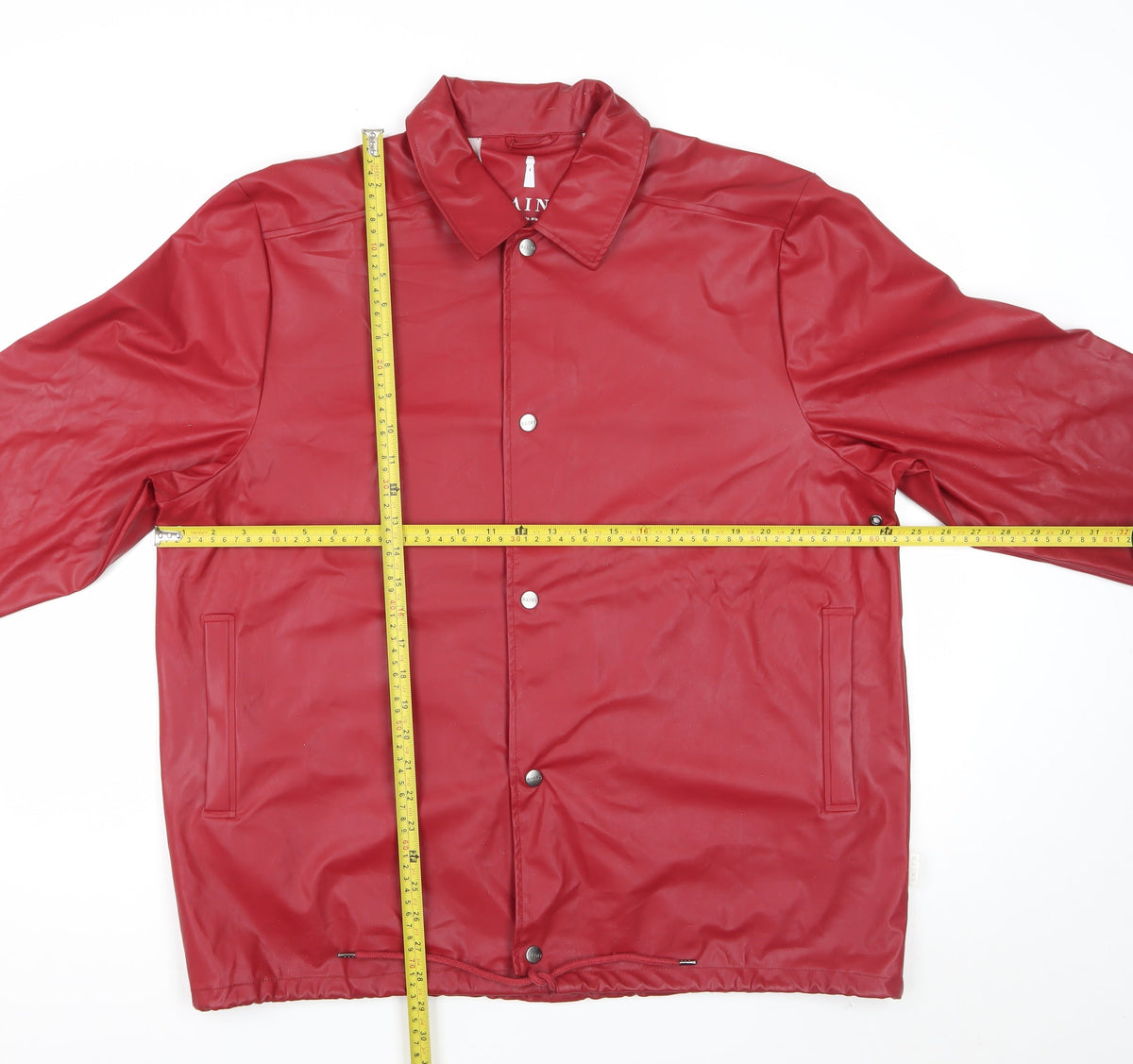 Rains Unisex Red XL Waterproof Rain Jacket Snap Front
