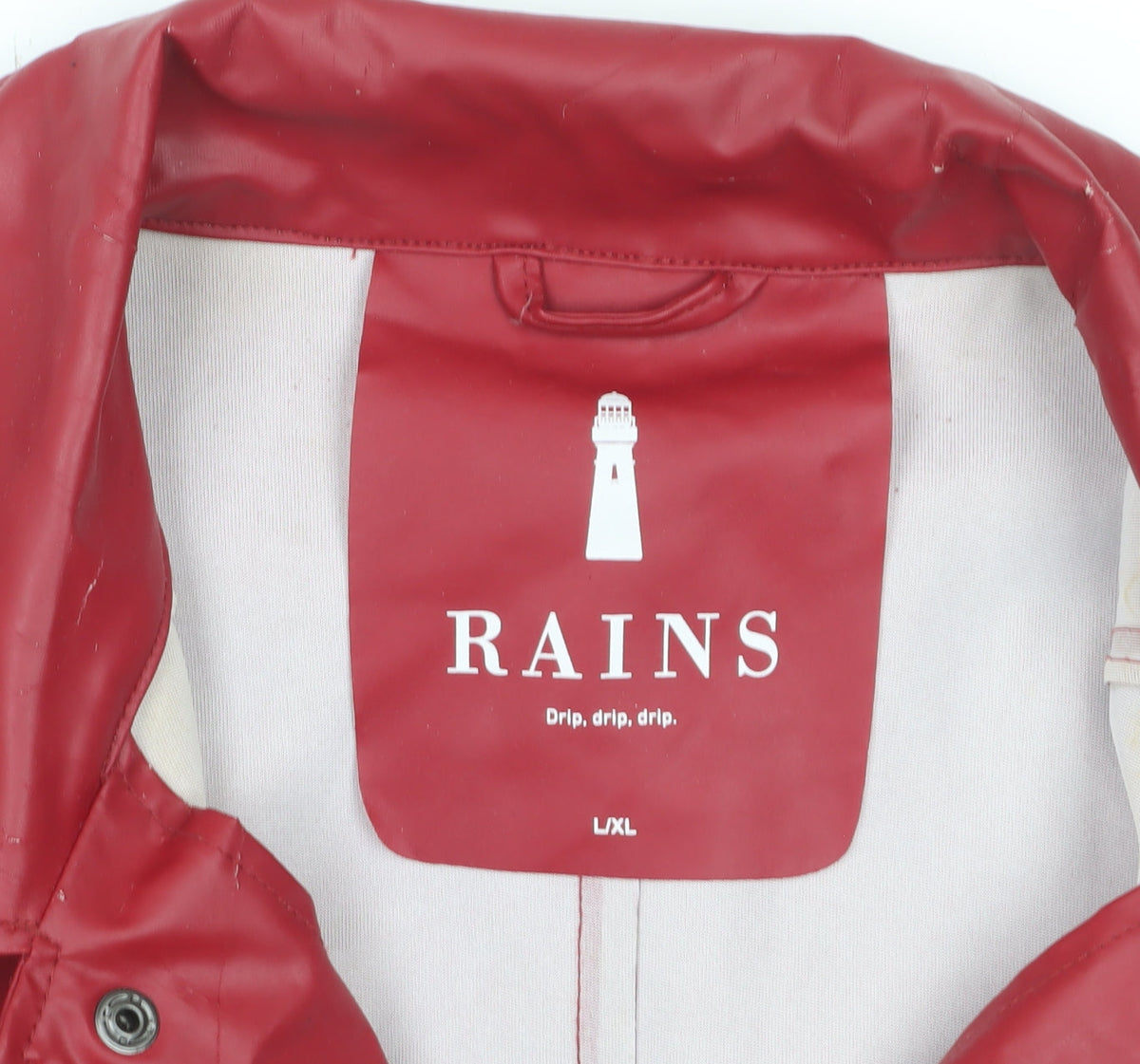 Rains Unisex Red XL Waterproof Rain Jacket Snap Front