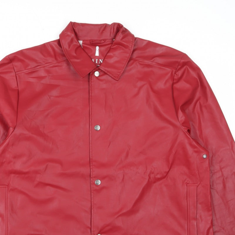 Rains Unisex Red XL Waterproof Rain Jacket Snap Front