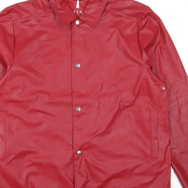 Rains Unisex Red XL Waterproof Rain Jacket Snap Front
