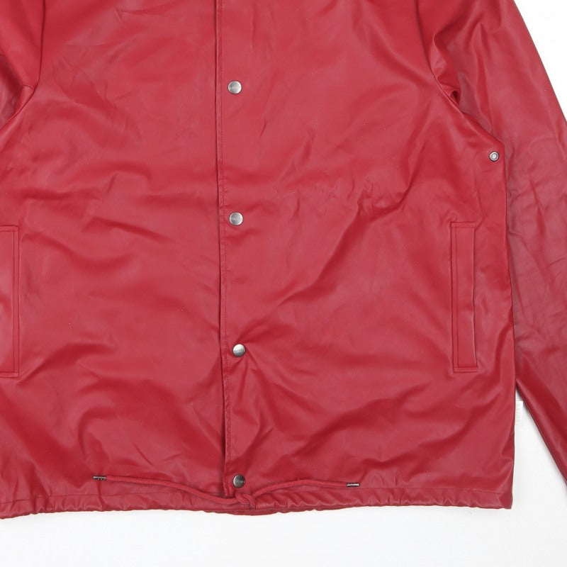 Rains Unisex Red XL Waterproof Rain Jacket Snap Front