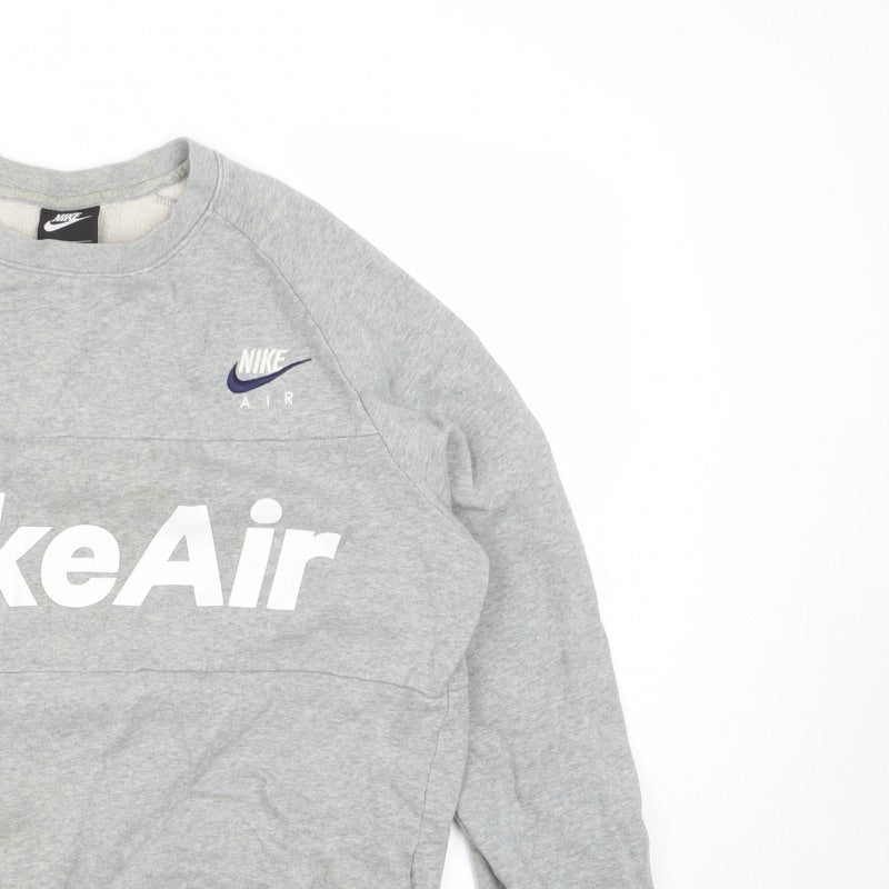 Nike Air Men’s Grey Small Crew Neck Graphic Fleece Sweatshirt