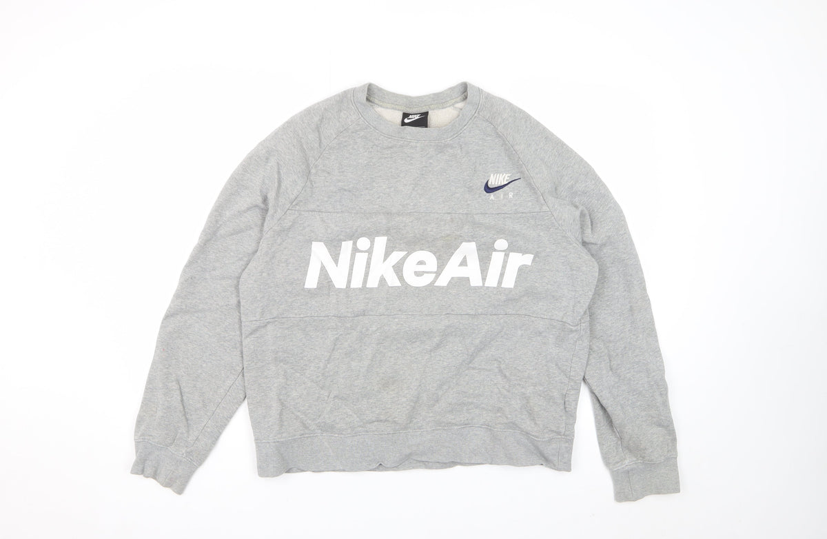 Nike Air Men’s Grey Small Crew Neck Graphic Fleece Sweatshirt
