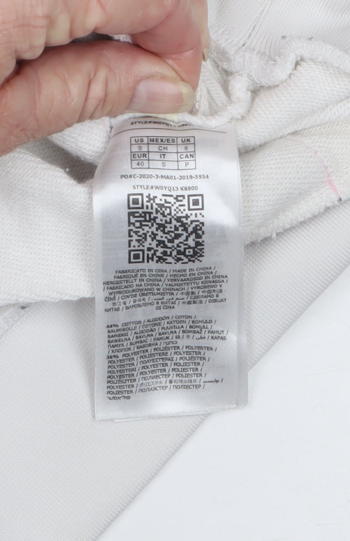 Guess Women’s White Pink Logo Tape Sweatshirt UK 6 Pullover