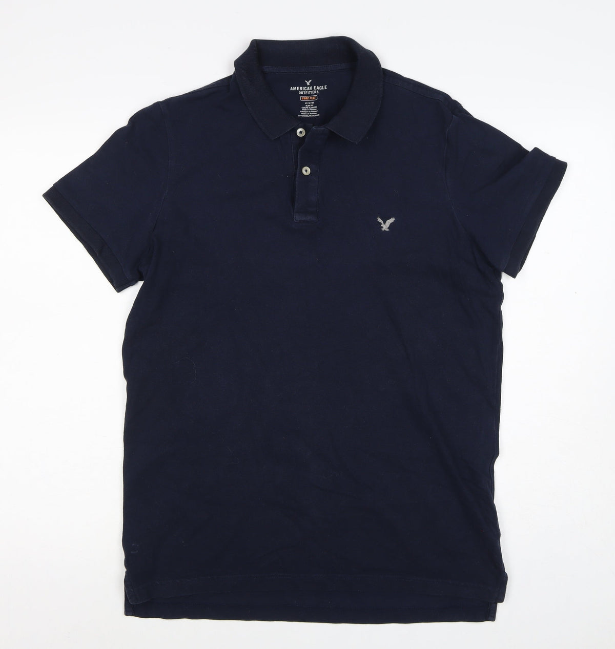 American Eagle Men Blue M Core Flex Slim Fit Short Sleeve Polo