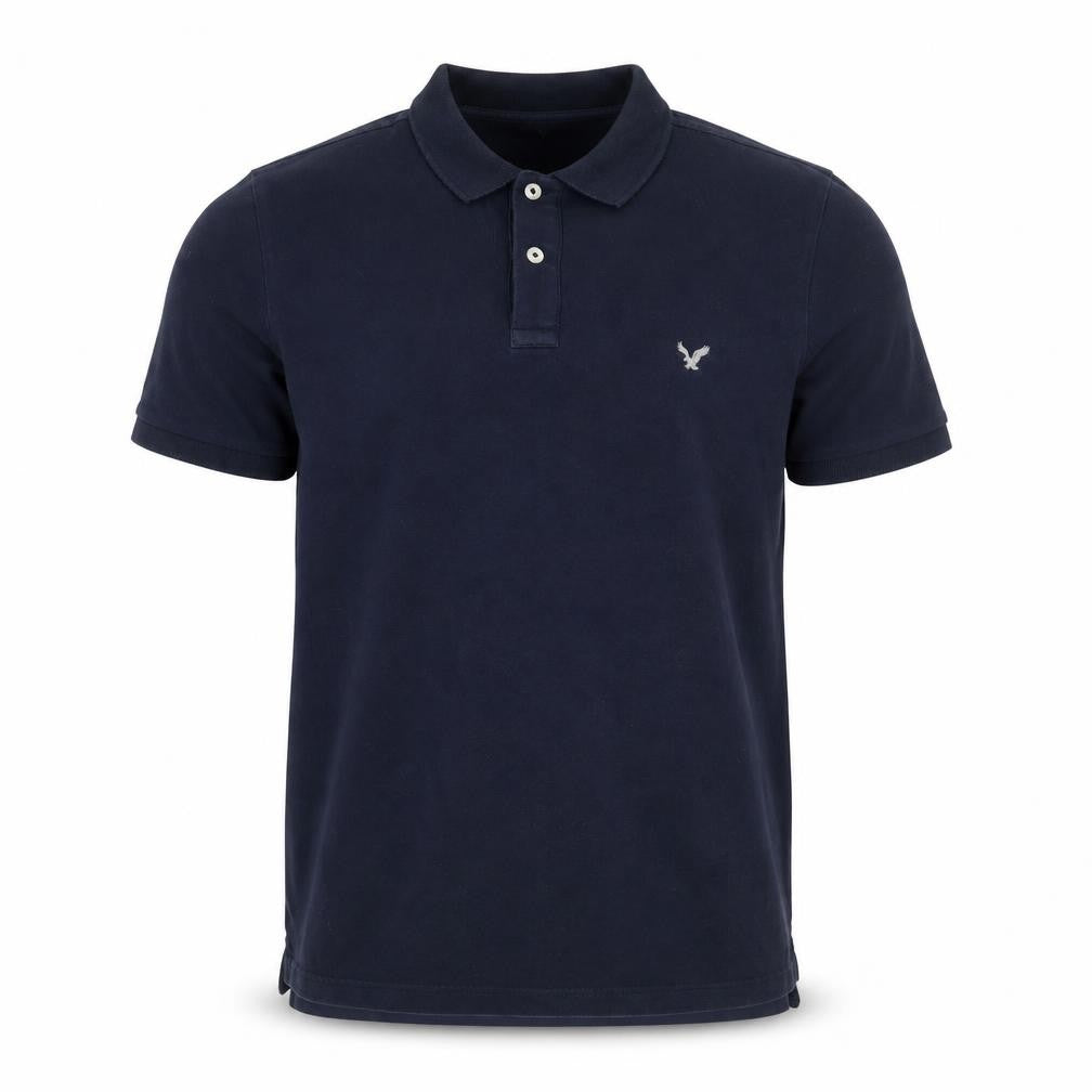 American Eagle Men Blue M Core Flex Slim Fit Short Sleeve Polo