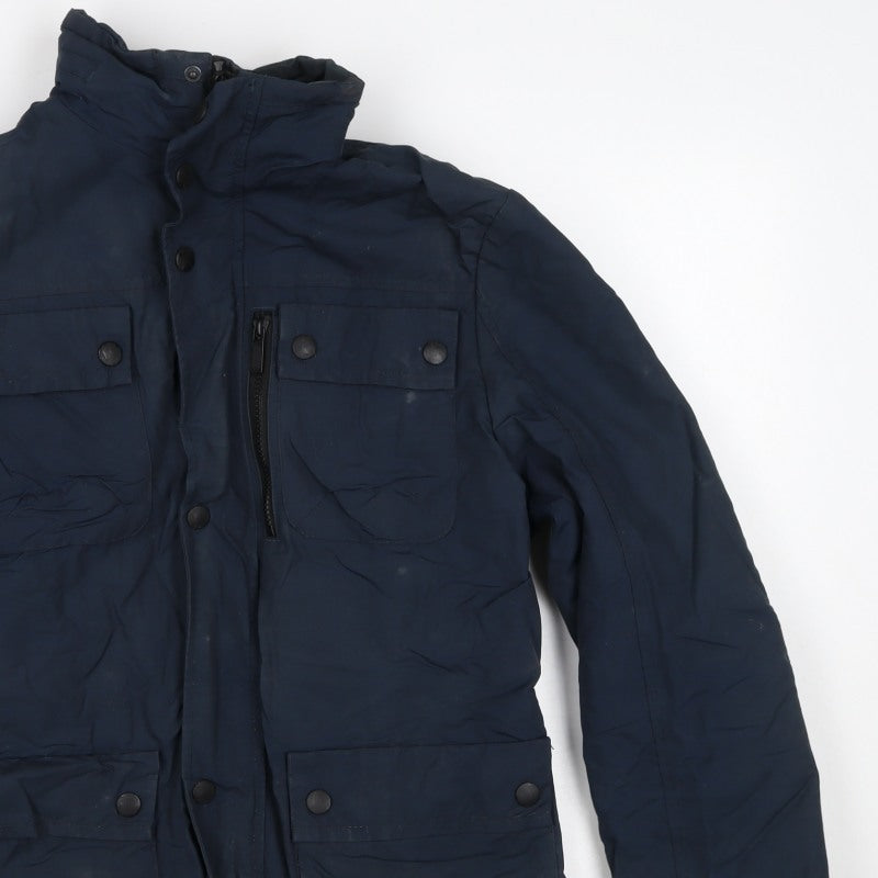 Next Men's Navy Small Padded Military Jacket Zip Pocket Winter Coat
