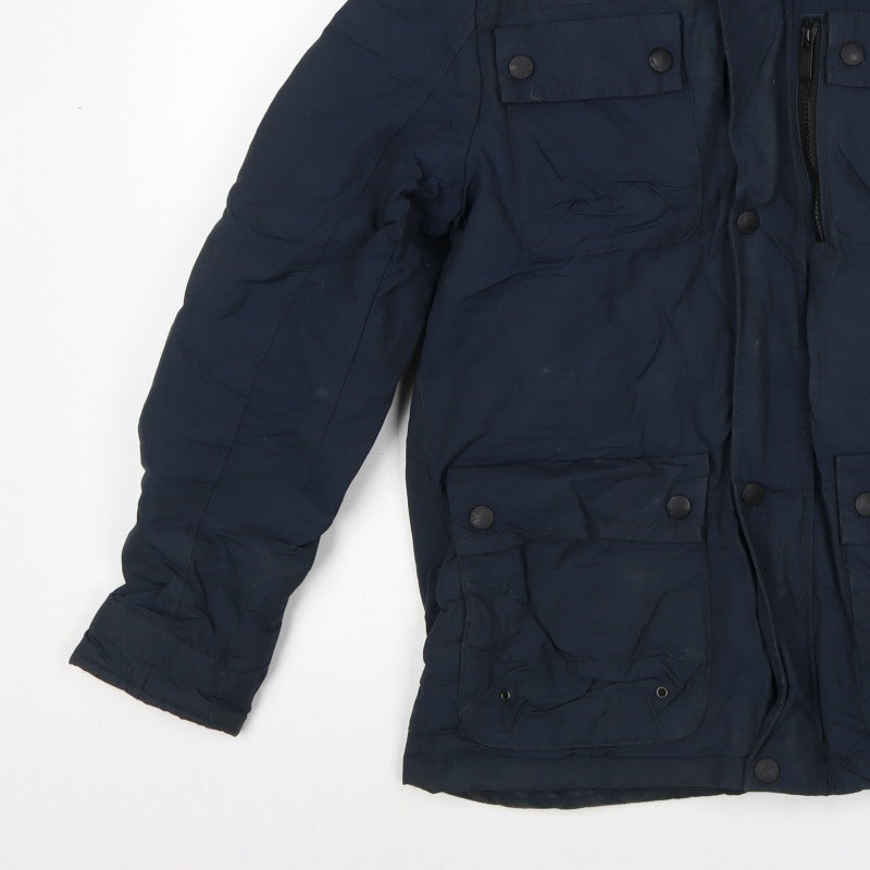 Next Men's Navy Small Padded Military Jacket Zip Pocket Winter Coat