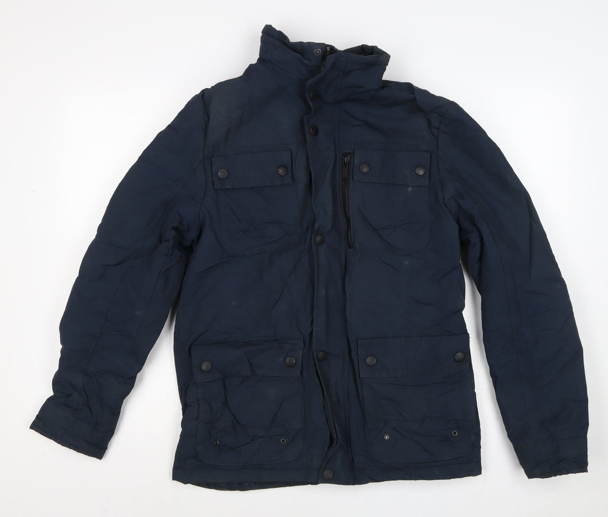 Next Men's Navy Small Padded Military Jacket Zip Pocket Winter Coat