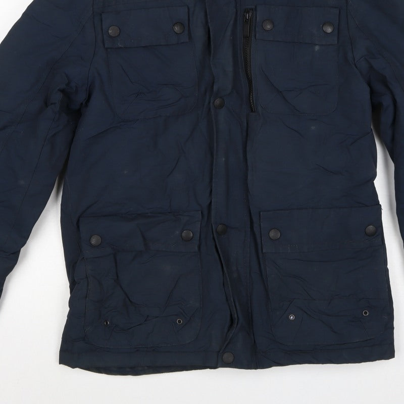 Next Men's Navy Small Padded Military Jacket Zip Pocket Winter Coat