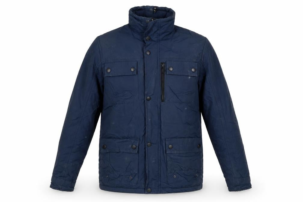 Next Men's Navy Small Padded Military Jacket Zip Pocket Winter Coat