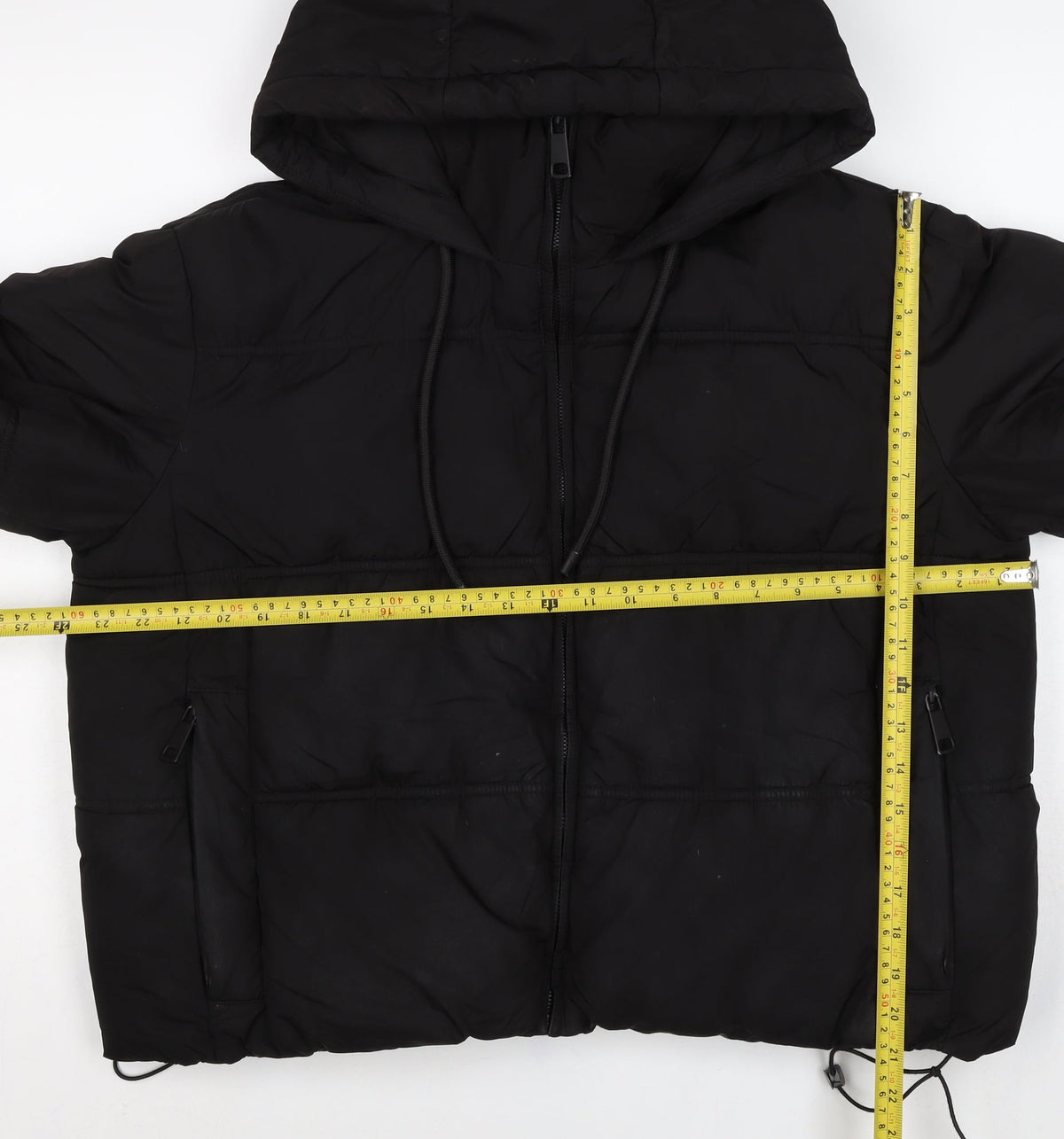 Zara Women’s Black M Hooded Puffer Jacket Short Zip