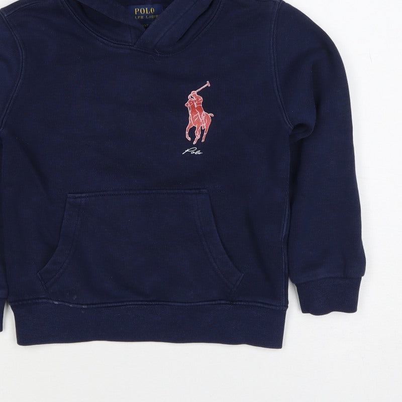 Ralph Lauren Boys Blue 4 Years Pullover Hoodie Embroidered Logo
